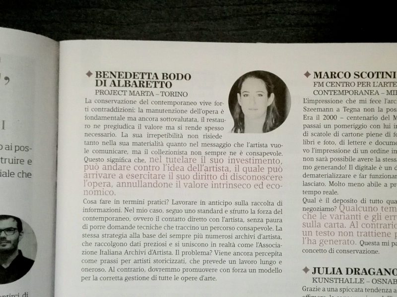 Conservare, Archiviare, Digitalizzare. Cosa resta del Contemporaneo? – Artribune numero 40