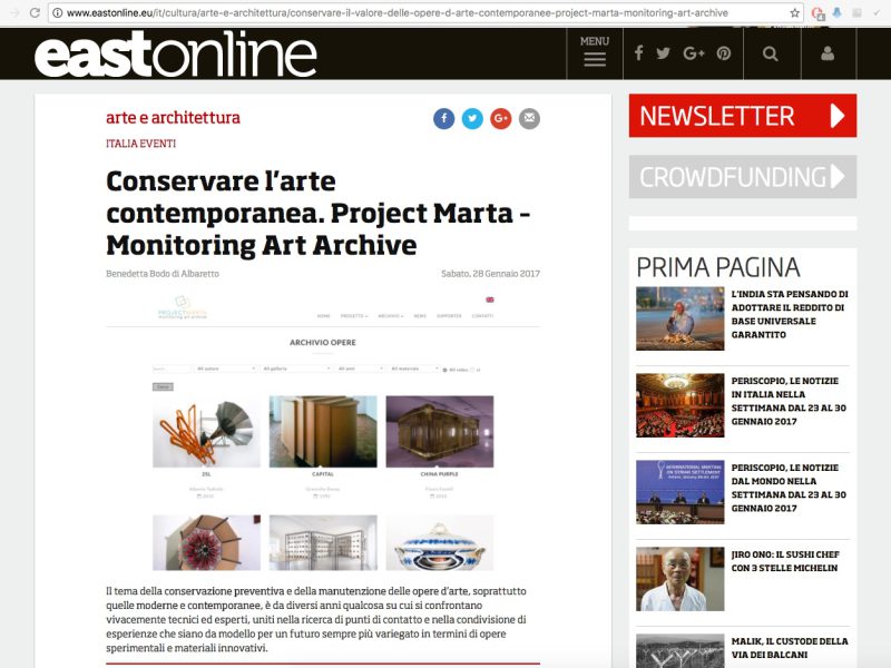 Conservare l’Arte Contemporanea – Eastonline