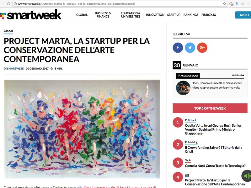 La strartup per la conservazione dell’Arte Contemporanea – Smartweek